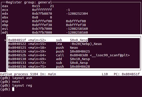 gdb tui layout